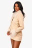 Loba Cream Vegan Leather Fur trimmed Jacket + Mini Skirt Set Size XS