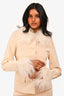 Loba Cream Vegan Leather Fur trimmed Jacket + Mini Skirt Set Size XS