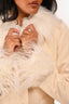Loba Cream Vegan Leather Fur trimmed Jacket + Mini Skirt Set Size XS