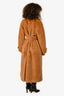 Stand Studio Camel Teddy Faux Fur Belted Coat Size XS/S