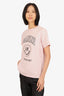 Ganni Baby Pink Smiley Face Logo T-shirt Size XX-Small