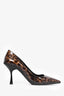 Prada Brown Tortoise Print Coated Leather Heels Size 37