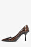 Prada Brown Tortoise Print Coated Leather Heels Size 37