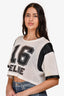 Celine White/Black Net Varsity '16' Crop Top Size M