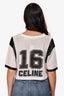 Celine White/Black Net Varsity '16' Crop Top Size M