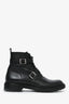 Saint Laurent Black Leather Buckle Ankle Boots Size 38.5