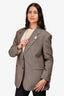 Sandro Grey/Blush Check Single Breasted Pin Blazer Size 38