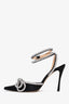 Mach & Mach Black Satin Crystal Bow Heels Size 39.5