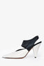 Celine White/Black Leather Pointed Toe Heels Size 38