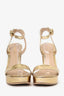 Gianvito Rossi Gold Leather Embossed Strappy Platform Heels Size 37.5 (As Is)