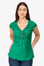 Roberto Cavalli Green Satin Embellished Top Size 44