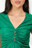Roberto Cavalli Green Satin Embellished Top Size 44