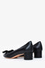 Salvatore Ferragamo Black Leather Black Bow Vera Pumps Size 5.5