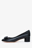Salvatore Ferragamo Black Leather Black Bow Vera Pumps Size 5.5