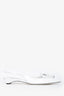 Prada White Brushed Leather Floral Embellished Pointed Toe Flats Size 38.5