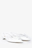 Prada White Brushed Leather Floral Embellished Pointed Toe Flats Size 38.5