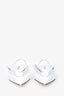 Prada White Brushed Leather Floral Embellished Pointed Toe Flats Size 38.5
