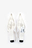 Prada White Brushed Leather Floral Embellished Pointed Toe Flats Size 38.5