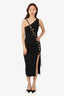 Nicholes Black Rauched Cut-Out Sleeveless Midi Dress Size 0