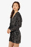Iro Black/White Sheer/Velvet Printed V-Neck Long Sleeve Mini Dress Size 38