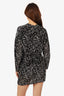Iro Black/White Sheer/Velvet Printed V-Neck Long Sleeve Mini Dress Size 38