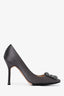 Manolo Blahnik Grey Satin 'Hangisi' Heels Size 36.5