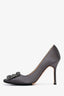 Manolo Blahnik Grey Satin 'Hangisi' Heels Size 36.5
