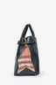 Burberry Black Calfskin Leather Medium 'House Check Banner' Top Handle Tote