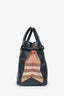 Burberry Black Calfskin Leather Medium 'House Check Banner' Top Handle Tote