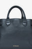 Burberry Black Calfskin Leather Medium 'House Check Banner' Top Handle Tote