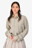 Hermès Vintage Taupe Striped Cotton/Wool Button Up Shirt Size 38