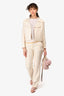 Maison Margiela Cream Silk Straight Leg Pants Size 4
