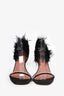 Amina Muaddi Black Crystal Fur 'Nero' Heels Size 38