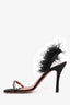 Amina Muaddi Black Crystal Fur 'Nero' Heels Size 38