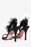 Amina Muaddi Black Crystal Fur 'Nero' Heels Size 38