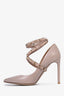 Valentino Taupe Lether Rockstud Ankle Wrap Heels Size 37.5