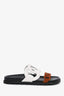 Hermès Black/White Leather Brown Suede 'Extra Chypre' Sandals Size 37