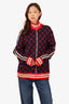 Gucci Navy/Red Monogram Zip Up Sweater Size XXX-Large (As Is)