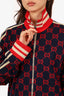 Gucci Navy/Red Monogram Zip Up Sweater Size XXX-Large (As Is)
