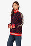 Gucci Navy/Red Monogram Zip Up Sweater Size XXX-Large (As Is)