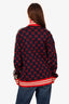 Gucci Navy/Red Monogram Zip Up Sweater Size XXX-Large (As Is)