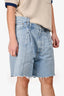 Agolde Blue Denim Light Wash Frayed Bermuda Jeans Shorts Size 30