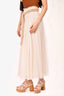 Zimmermann Cream Crinkle Cotton/Silk 'Freja' Midi Skirt with Beaded Belt Size 0P