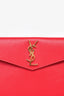 Saint Laurent Red Grain De Poudre Leather 'Uptown' Pouch