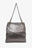 Pre-Loved Chanel™ Grey Metallic Perforated Leather 'Drill' Large Hobo Bag