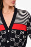 Gucci Black/White GG Cotton Knit Cardigan Size M