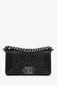 Pre-Loved Chanel™ 2012-13 Black 'Arabesque' Embossed Leather Small Boy Bag