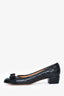 Salvatore Ferragamo Black Quilted Leather Bow 'Vara' Heels Size 7.5