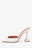 Amina Muaddi White Pointed Toe Heels Size 38.5