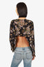 A.L.C Black Floral Open Back Long Sleeve Top Size 8